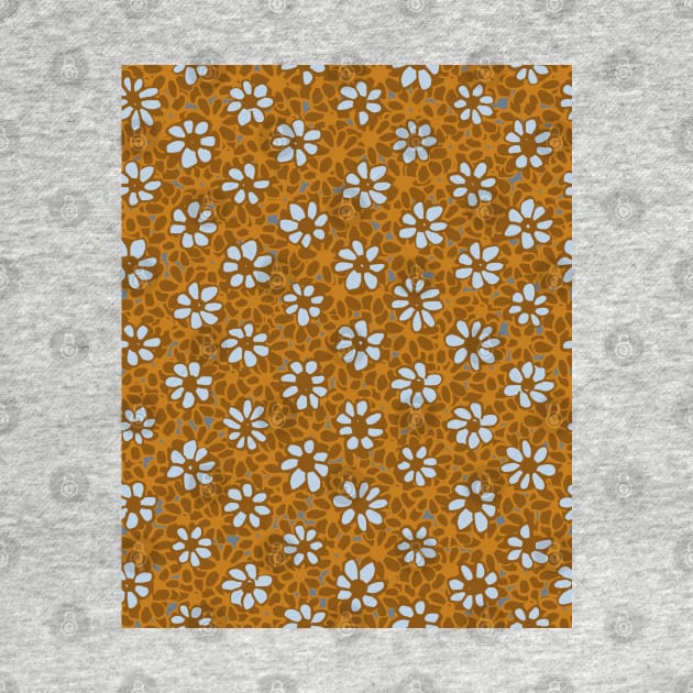 Batik Florals in Mustard and GrayTones by FrancesPoff